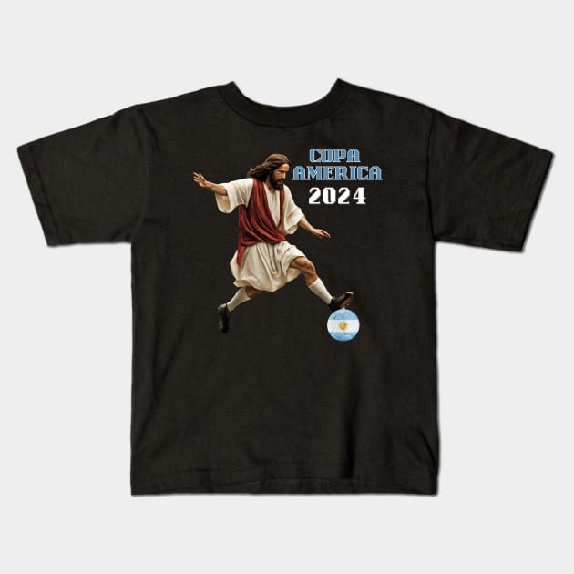 Argentina Soccer Fan | Jesus meme : Copa America 2024 Fan Tee Kids T-Shirt by Klau